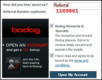Bodog Poker Referral Number